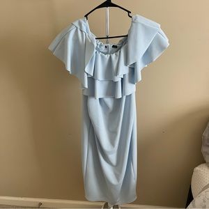 Beautiful baby blue maternity dress, great for baby showers and summer events